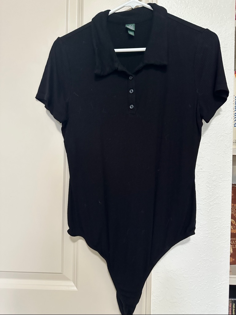 Wild Fable Black Ribbed Polo Bodysuit
